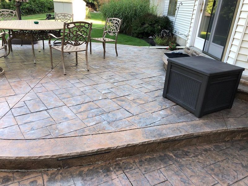 backyard stamped concrete patio ideas