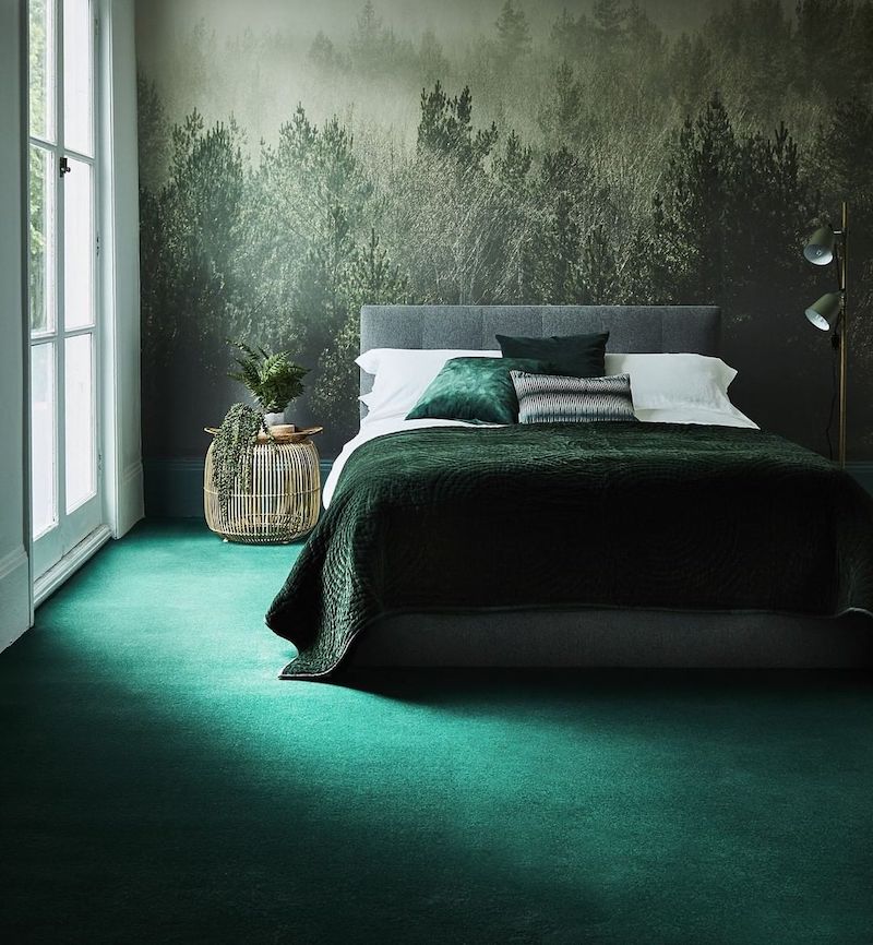 bedroom ideas grey and green
