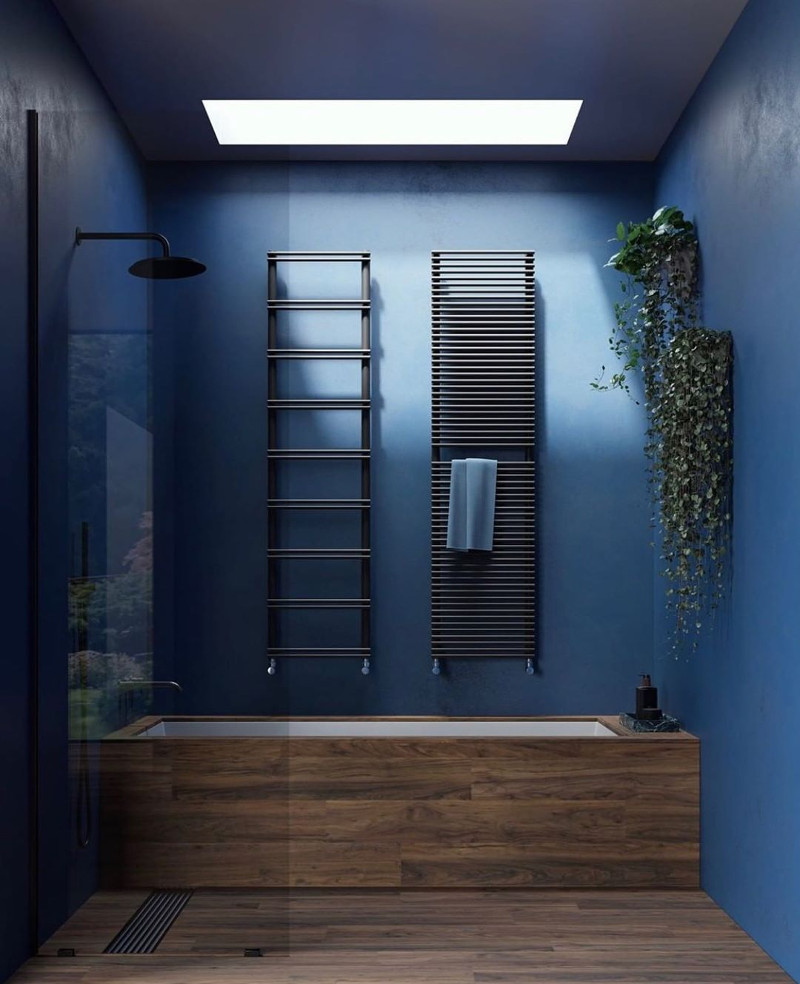 blue bathroom walls