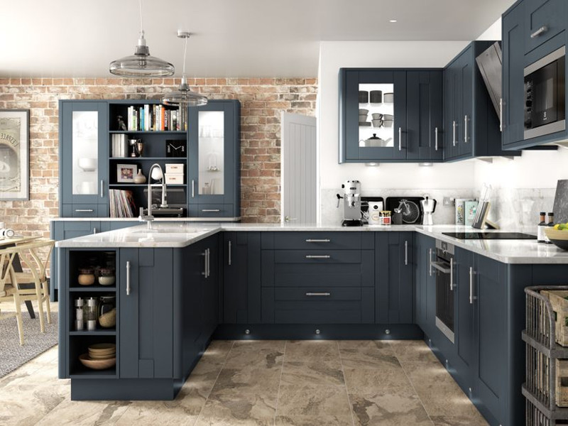 blue kitchen cabinets painted