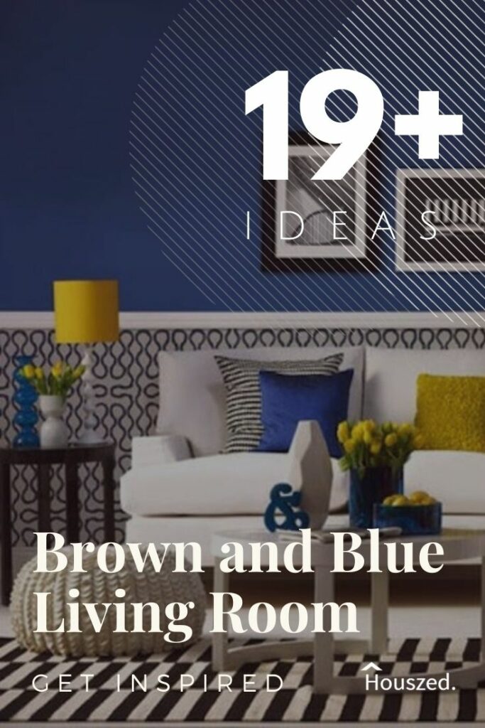 brown and blue living room