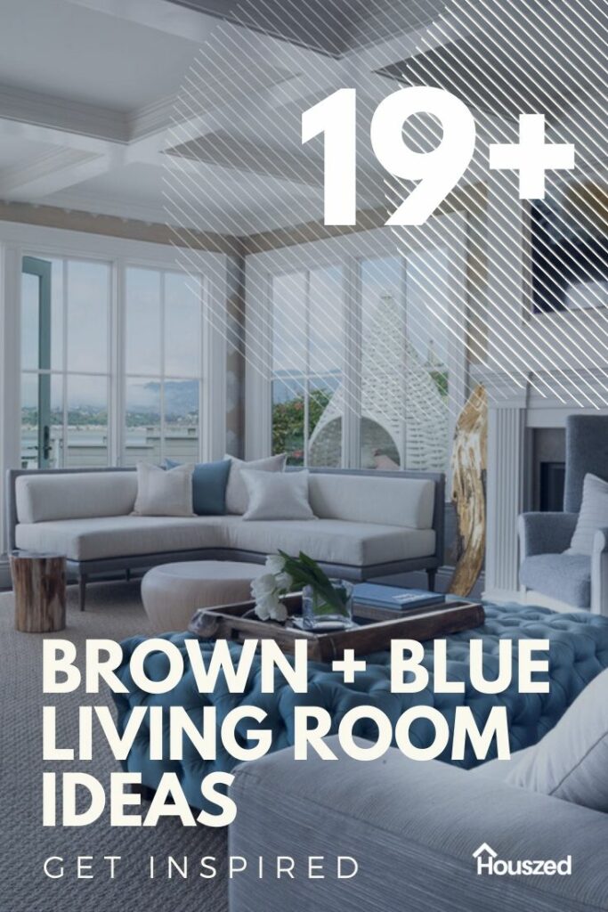 brown and blue living room decor