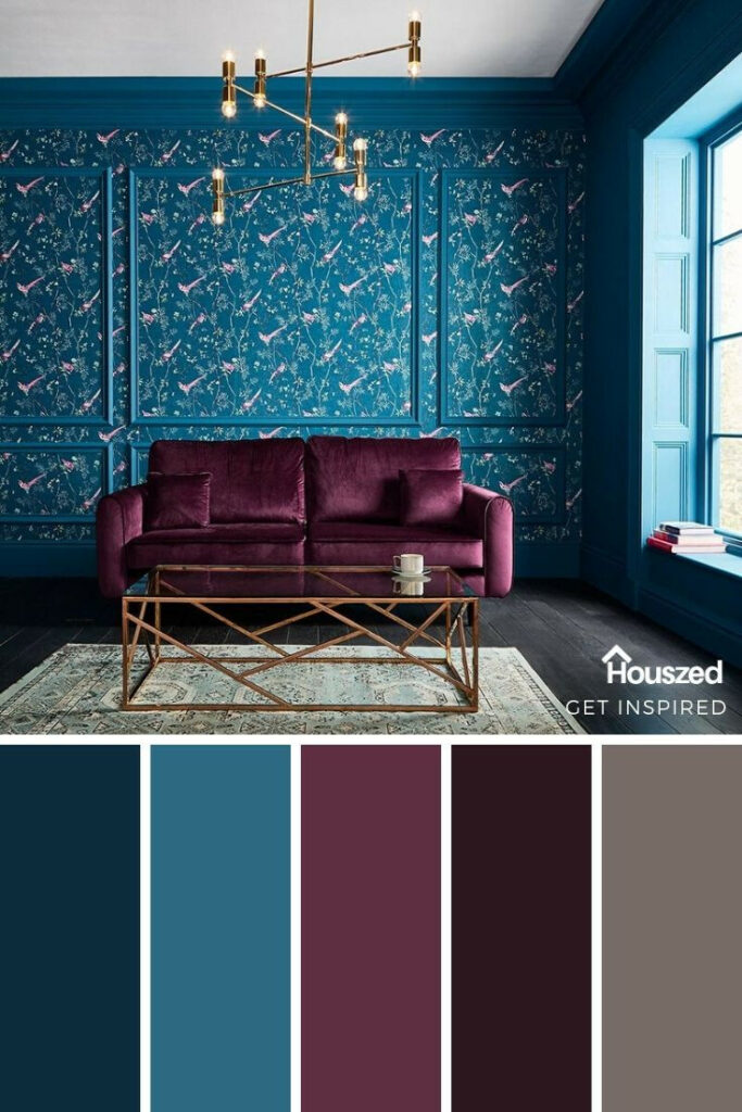 burgundy and teal color scheme