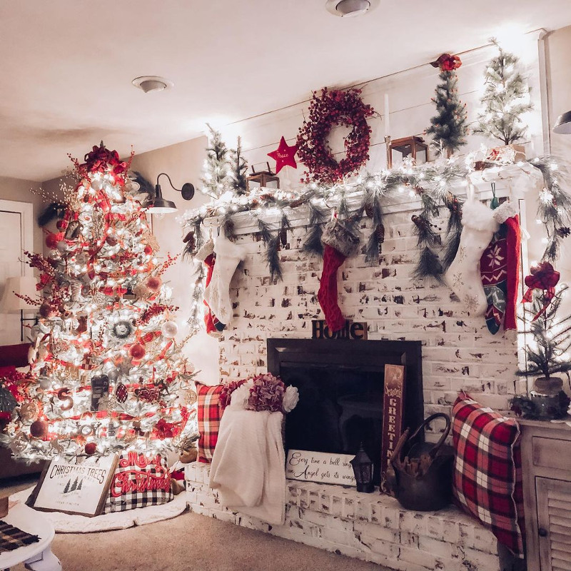 christmas fireplace decorations simple