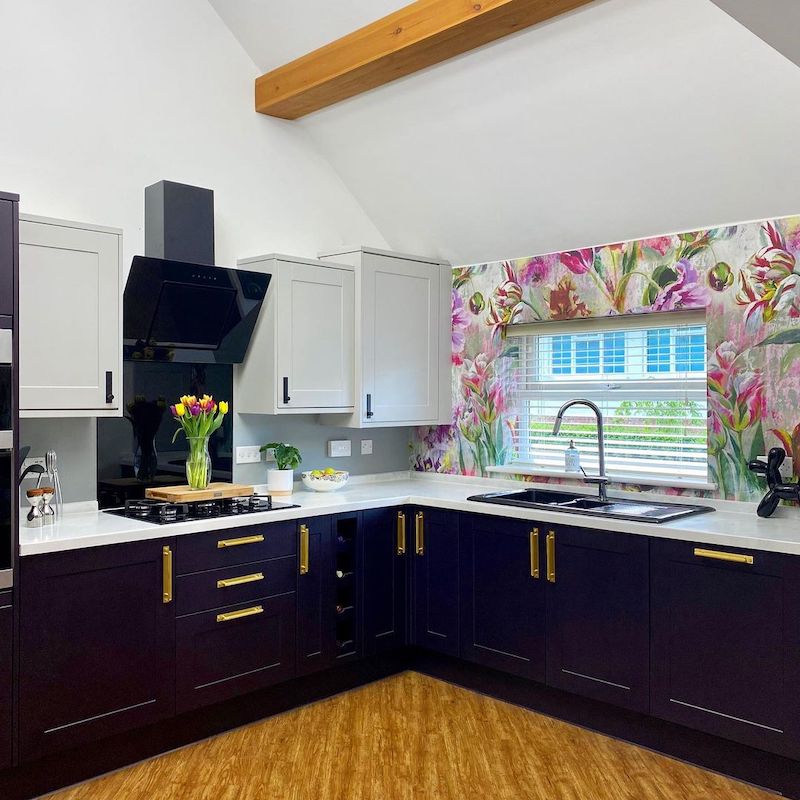 deep purple kitchen cabinets