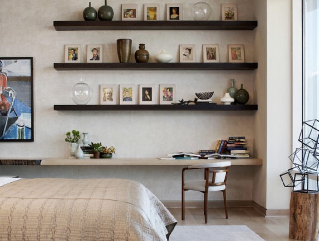 desk and shelves