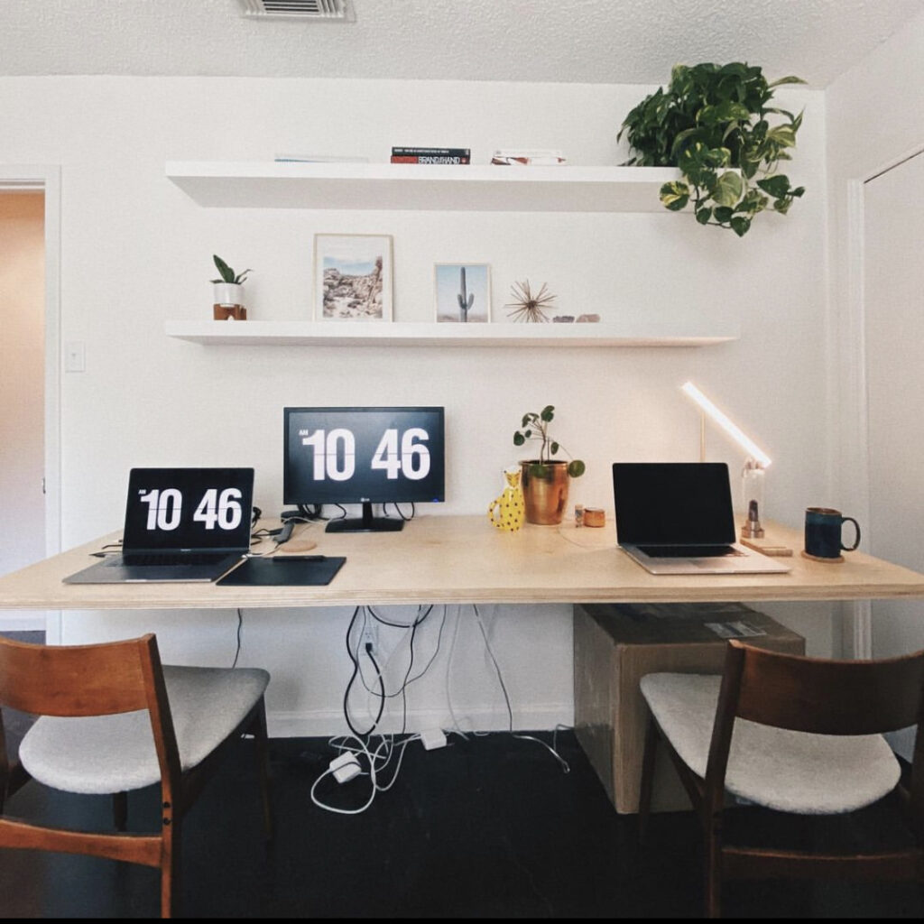 floating wood desk