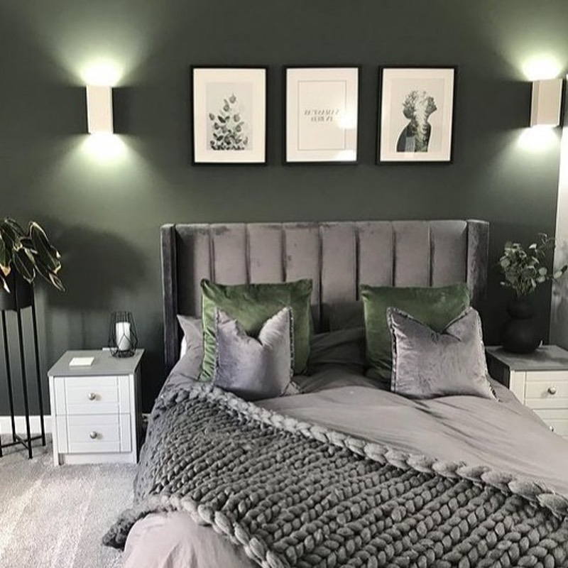 gray green bedroom