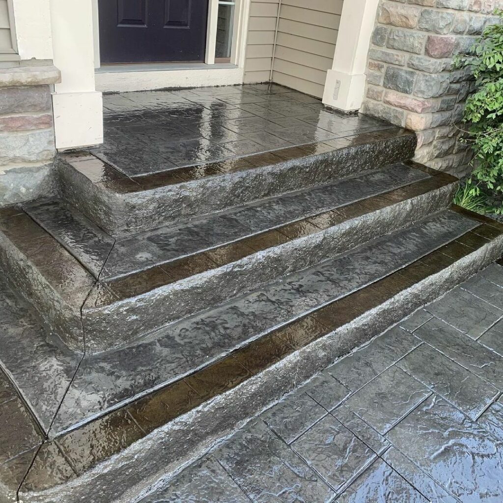 gray stamped concrete patio ideas