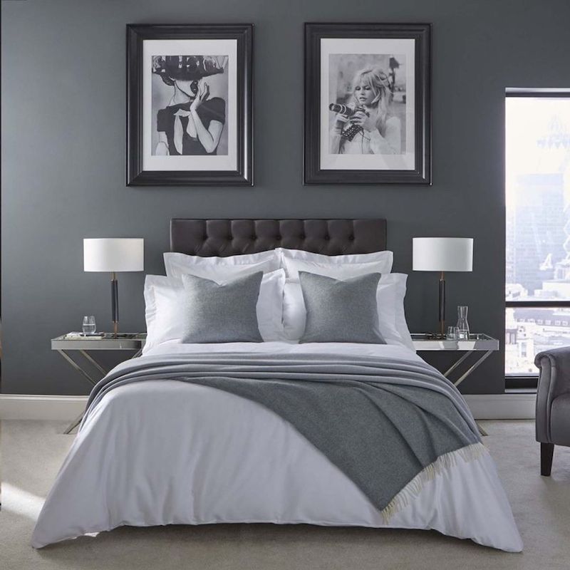 grey and white bedroom decor