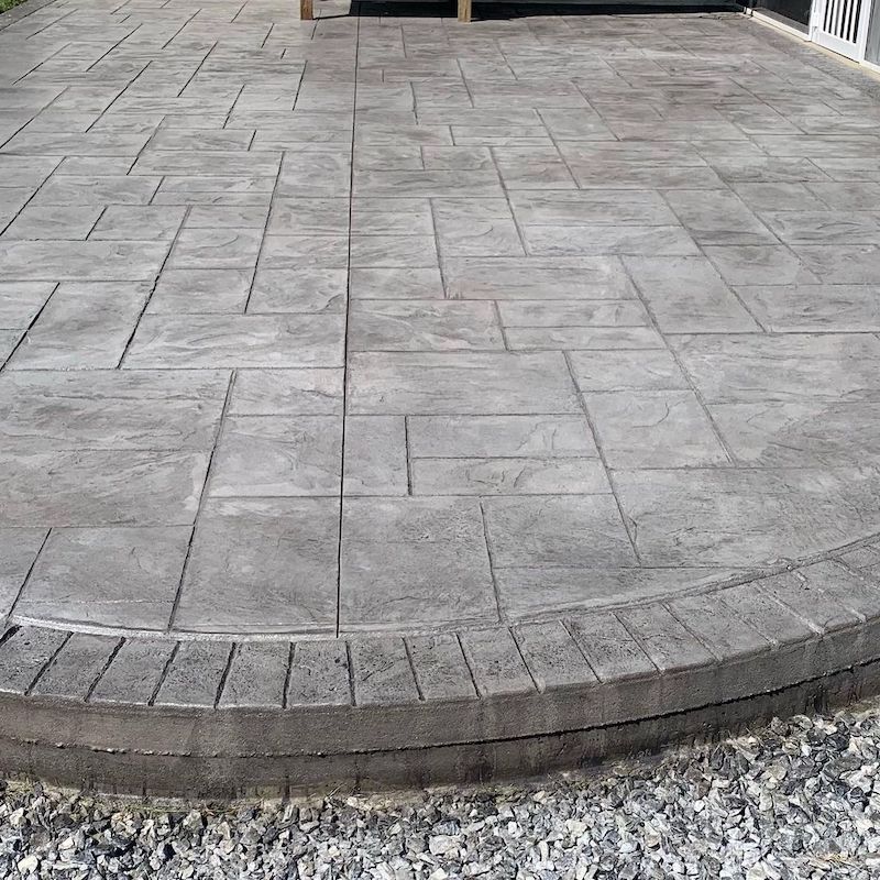 grey stamped concrete patio