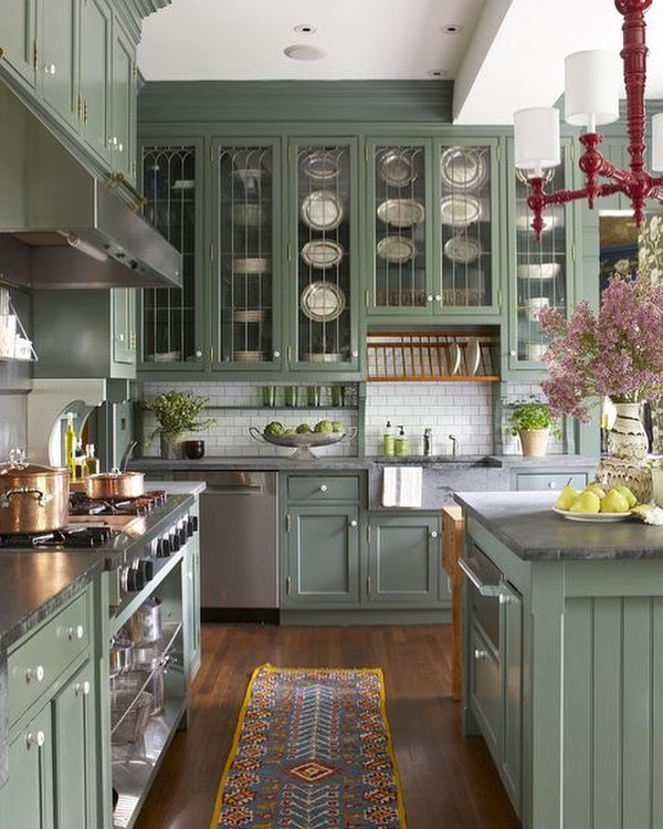 kitchen green cabinets