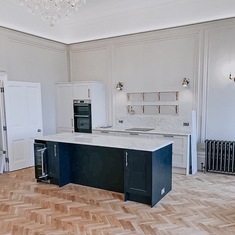 kitchen navy cabinets modern