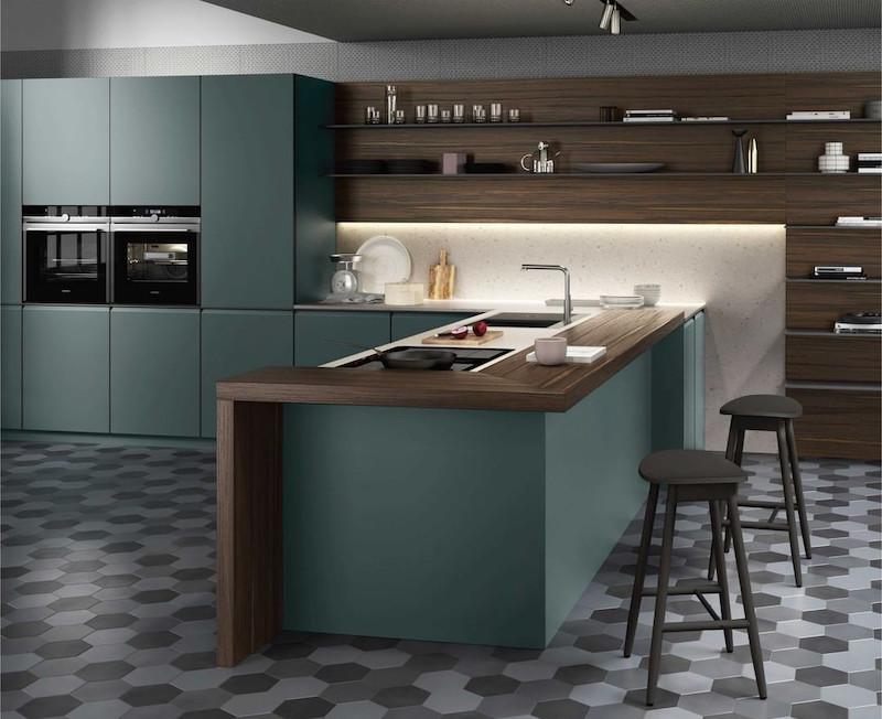 kitchen teal modern