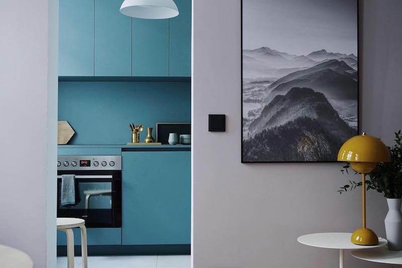 kitchen turquoise cabinets modern