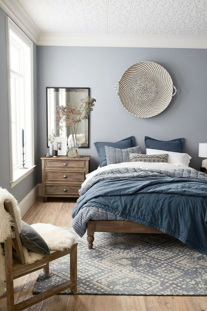 light blue and grey bedroom
