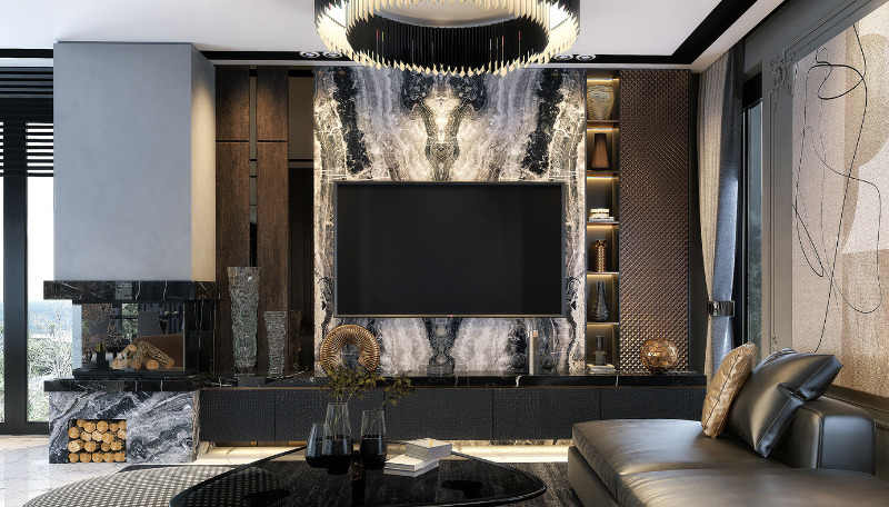 luxury marble tv wall design 1