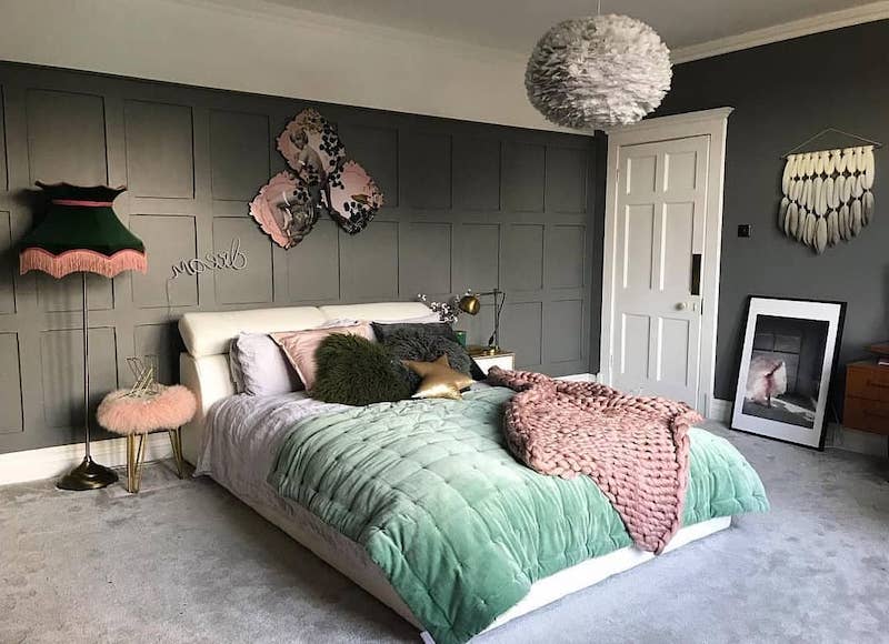 mint green and grey painted bedroom ideas