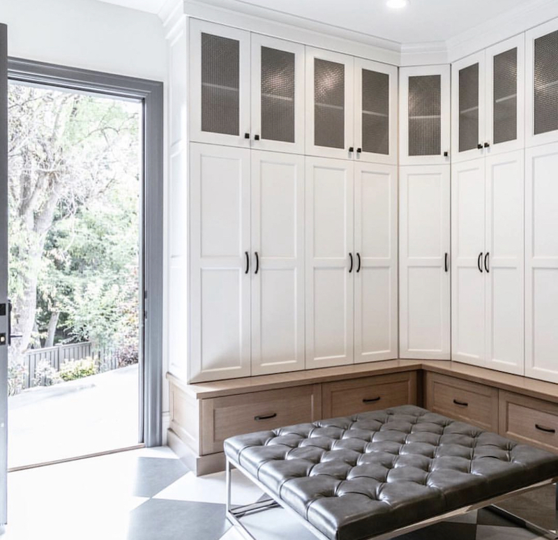 narrow entryway bench with storage