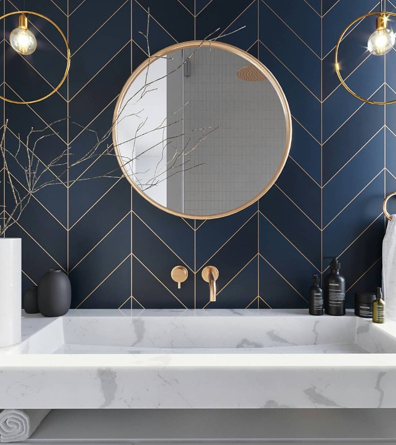navy blue bathroom