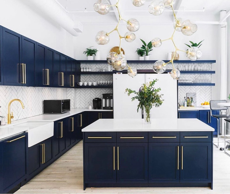 navy blue kitchen cabinet