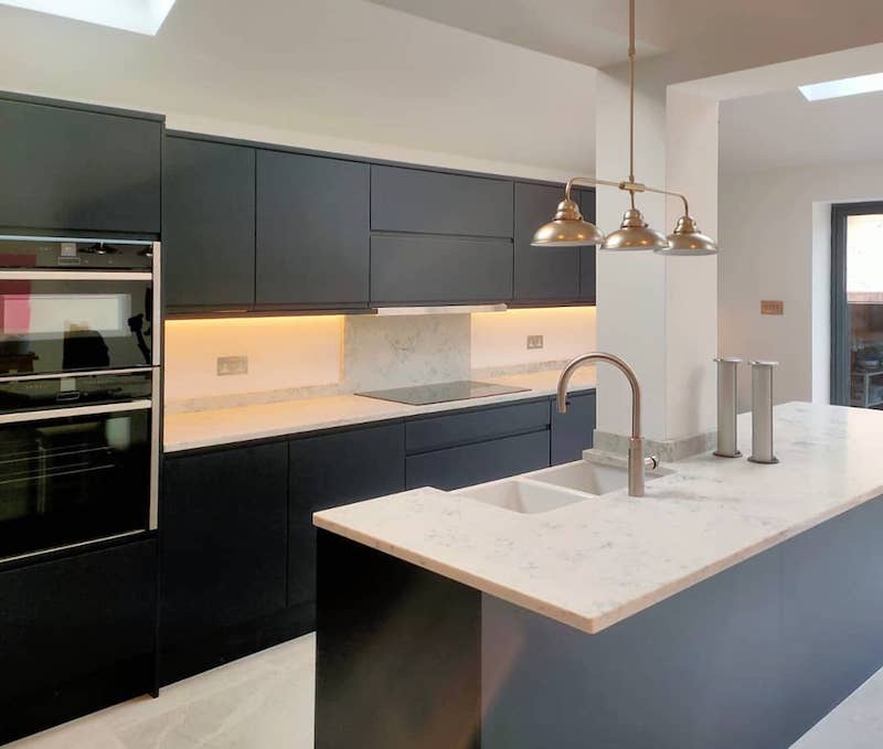 navy blue kitchen cabinets modern