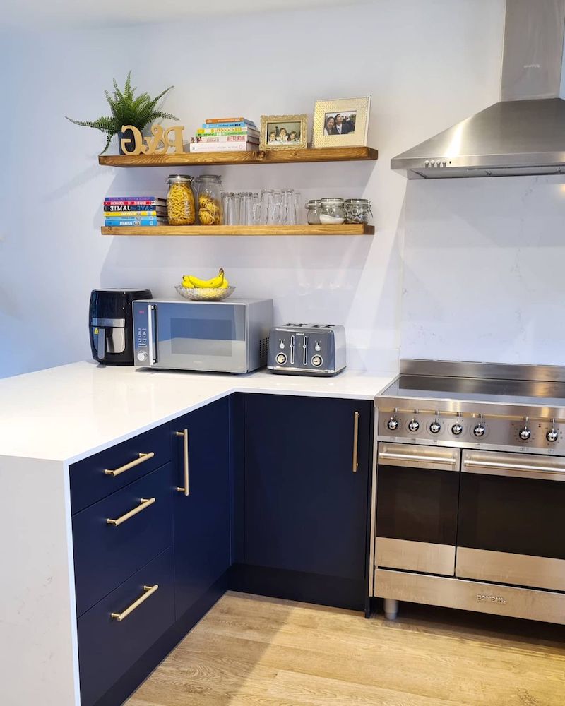 navy kitchen cupboards dark blue