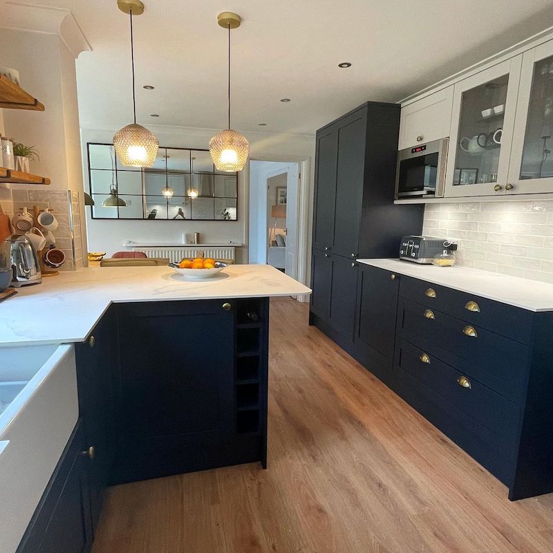 navy kitchen cupboards
