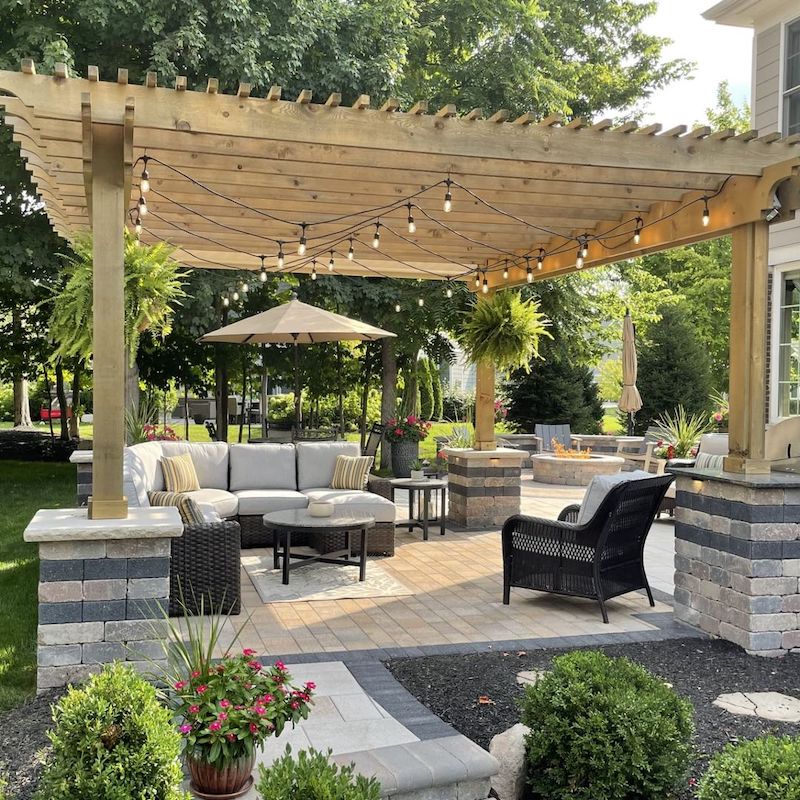 paver patio off deck ideas