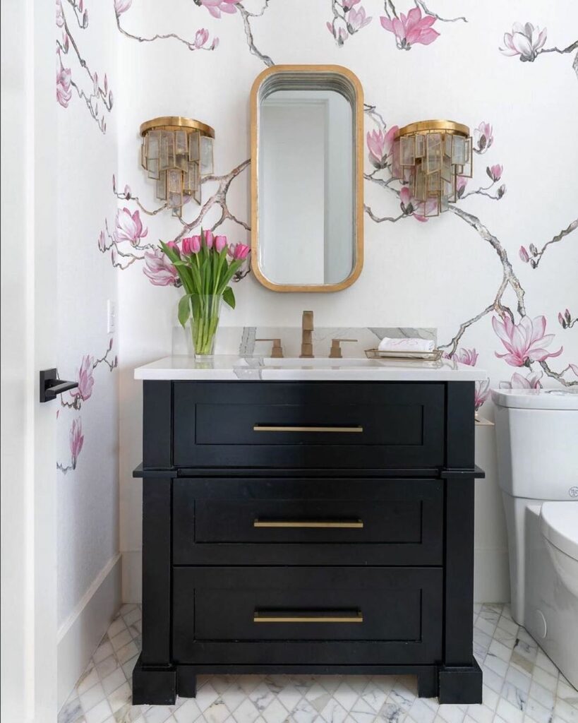 powder room wallpaper bold
