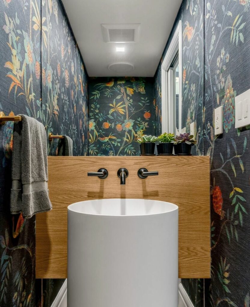 powder room wallpaper elegant