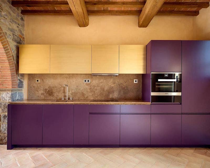 purple cabinets kitchen