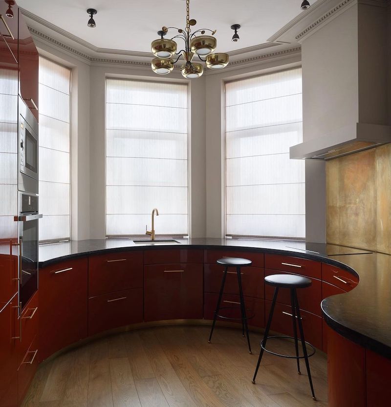 red kitchen cabinets modern