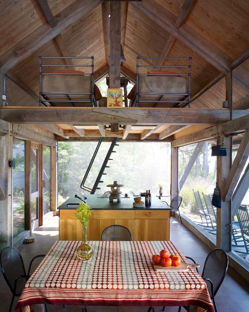 screened in porch kitchen