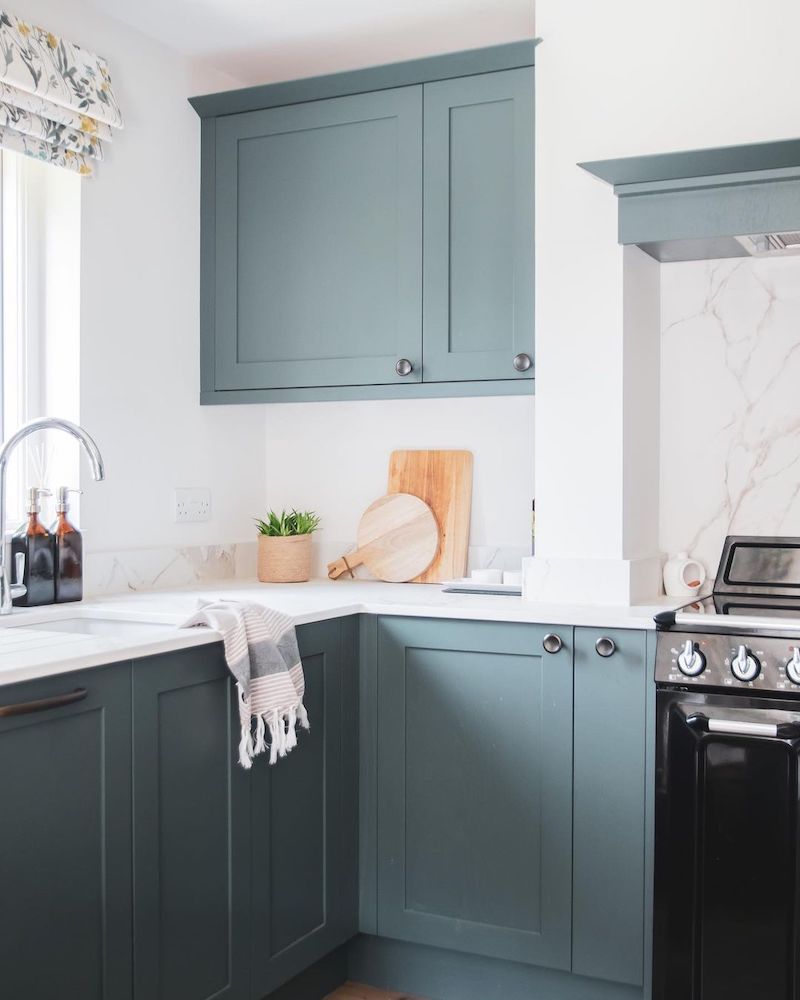 teal kitchen cabinets