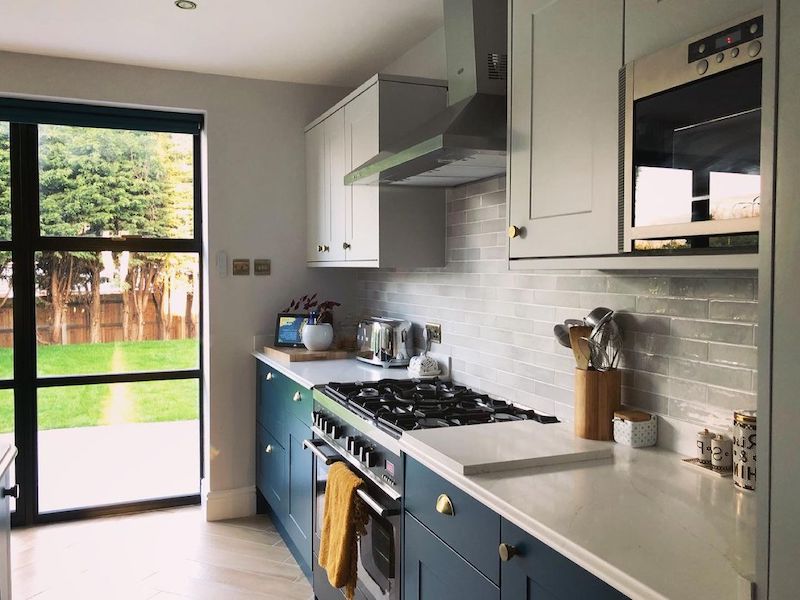 teal kitchen cupboards dark