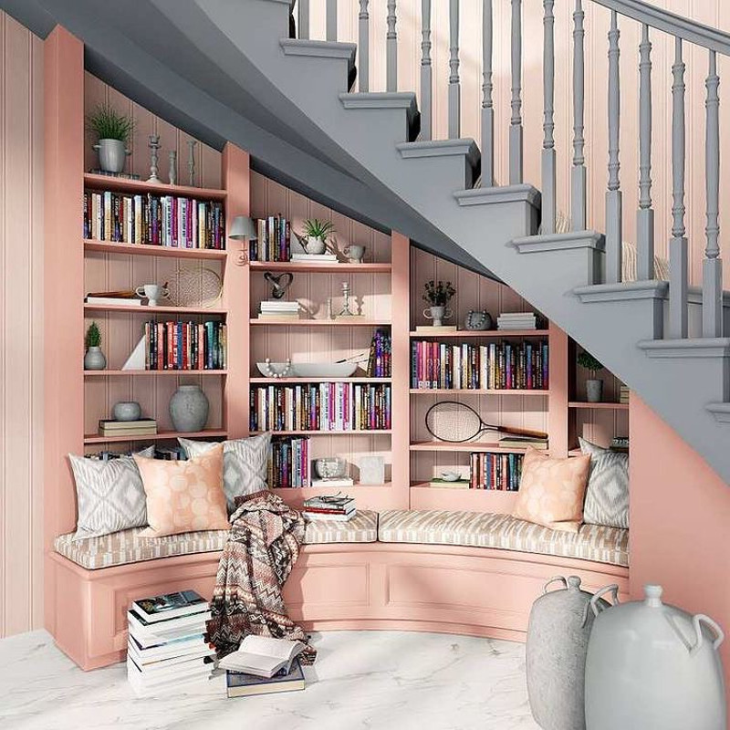 under stairs reading area kids