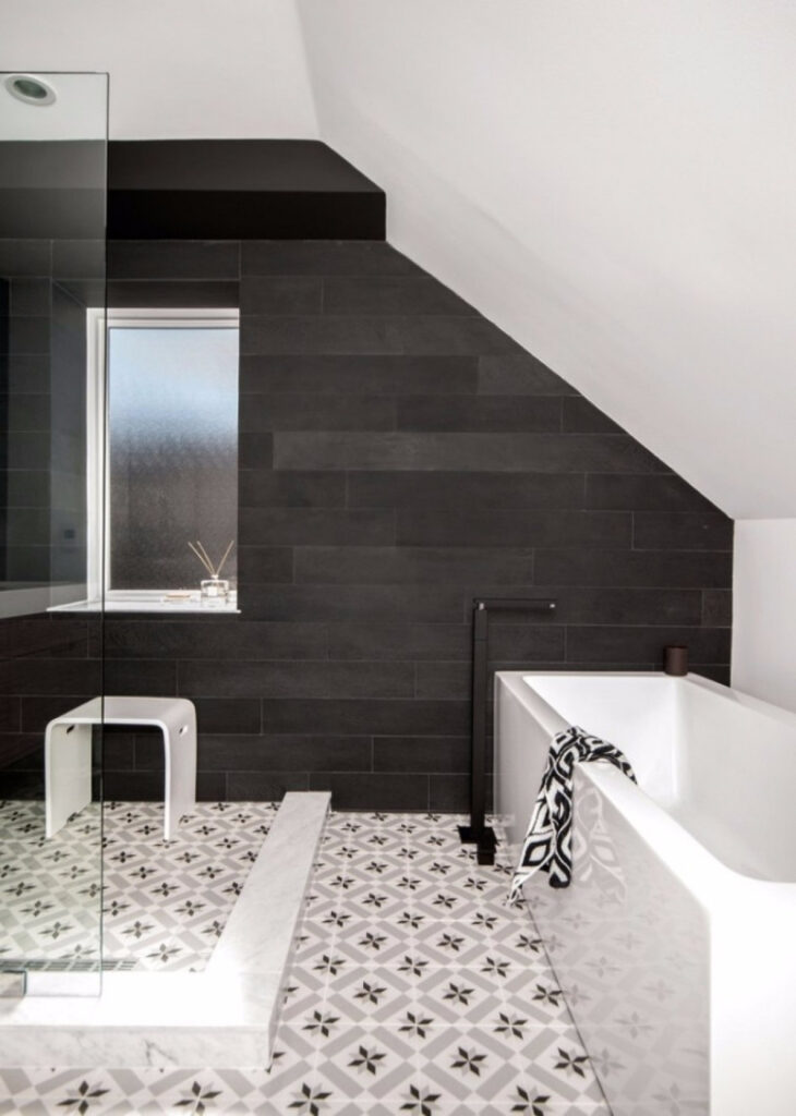 white and black tile bathroom ideas