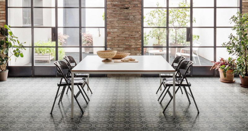 white and gray tile floor