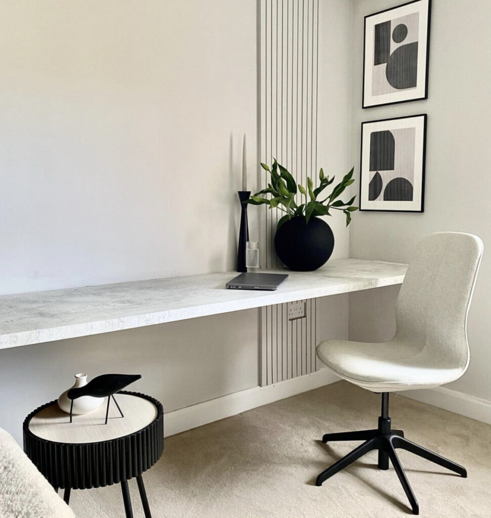 white floating desk