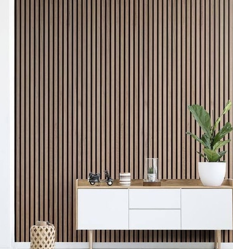 wood slat accent wall