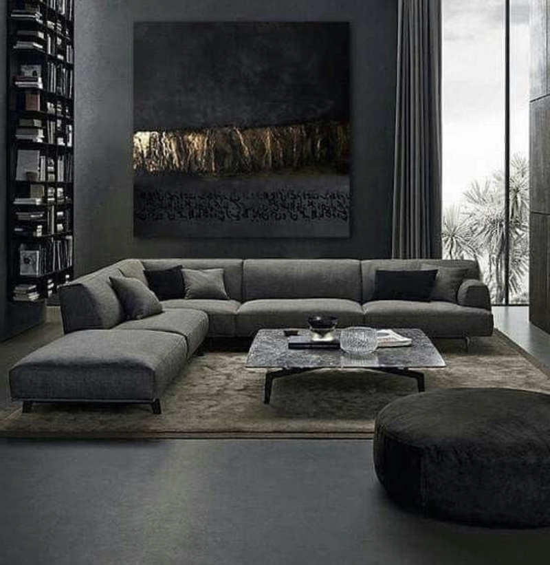 living room ideas black and grey and blue