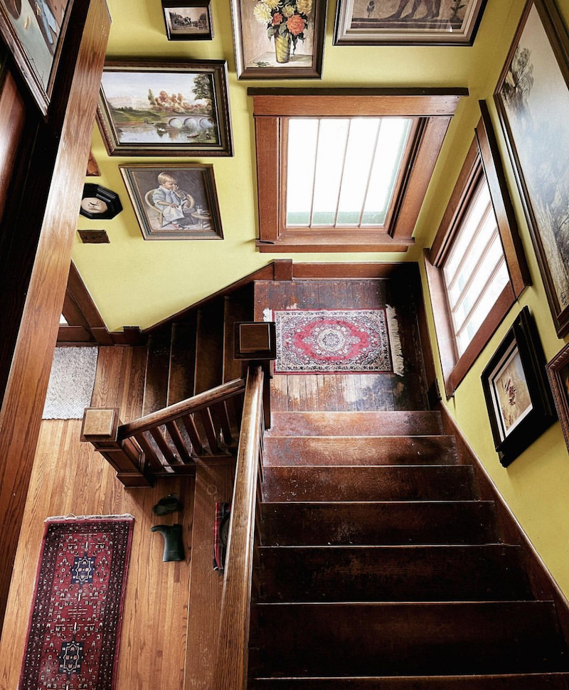 pictures on staircase wall