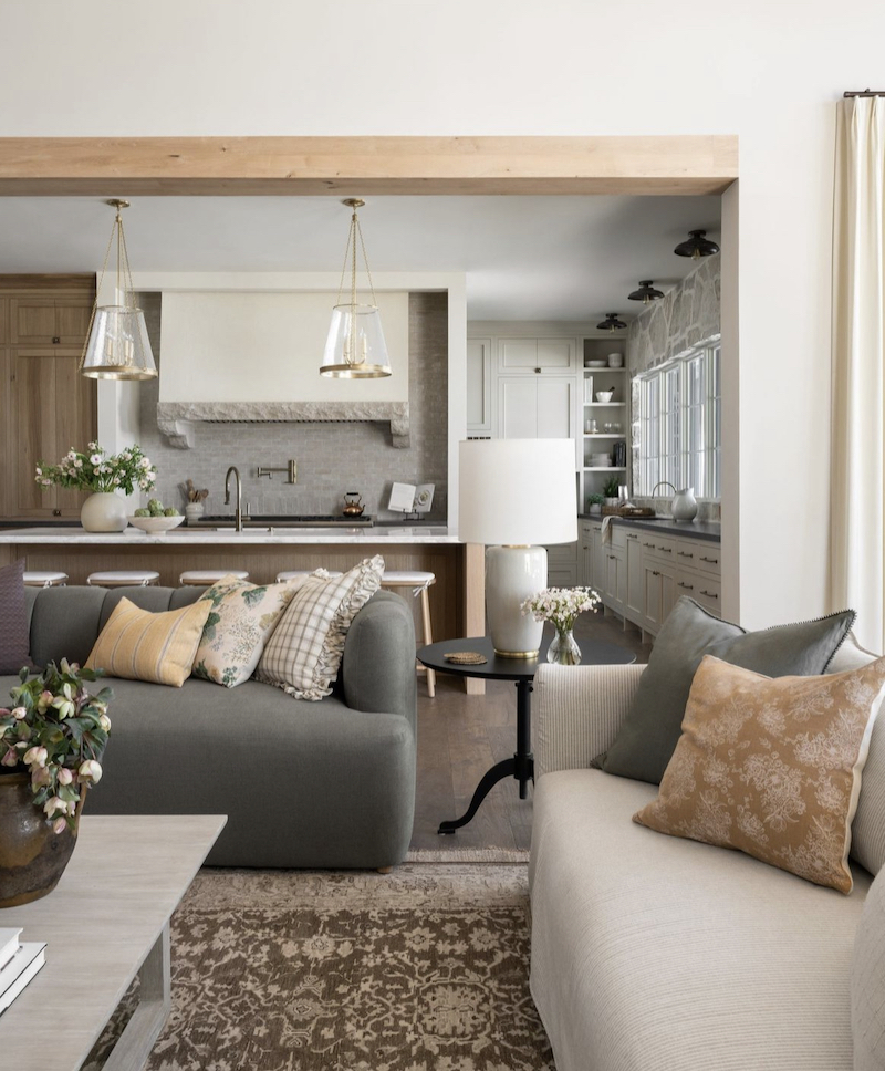 brown blue and gray living room