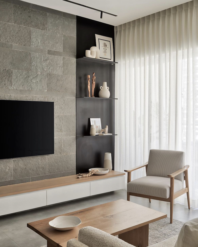 brown white and gray living room