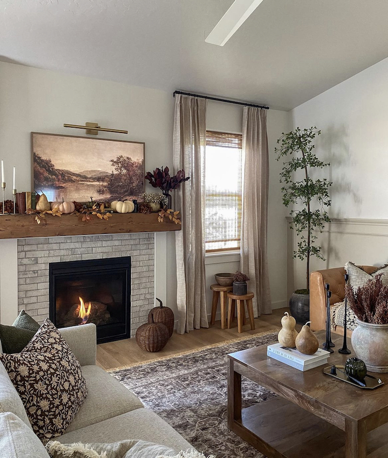 gray and brown living room decor