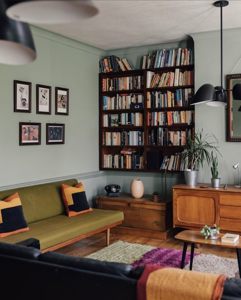 living room ideas with sage green walls eclectic