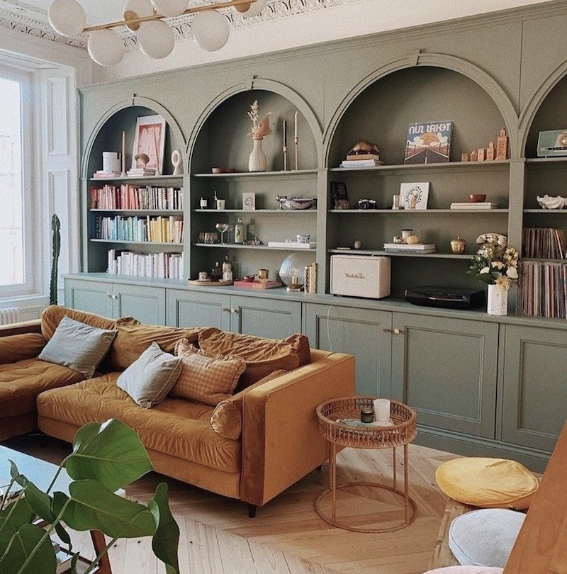 sage green and brown living room ideas