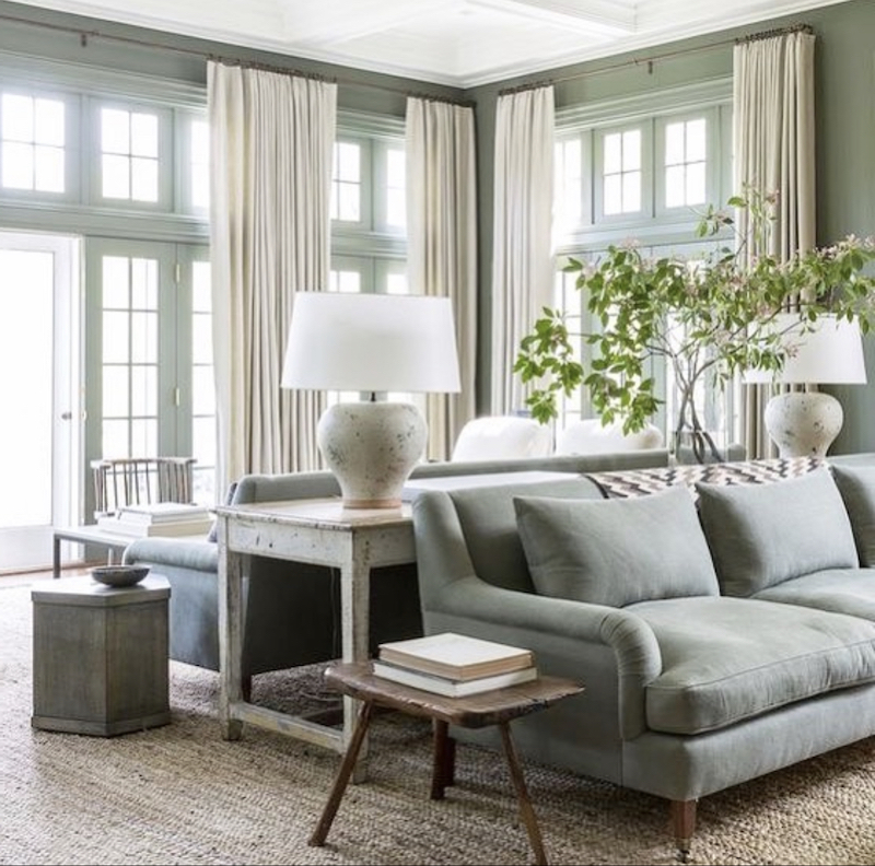 sage green living room design