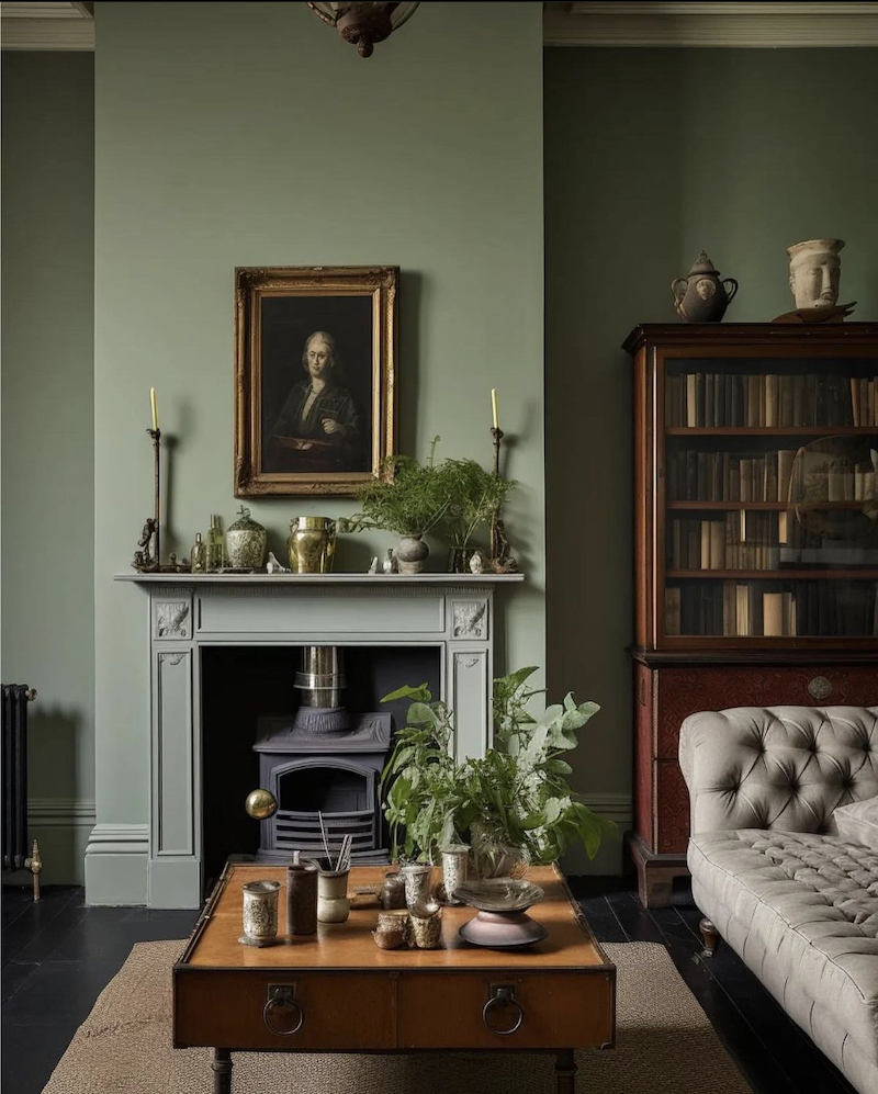 sage green living room inspiration